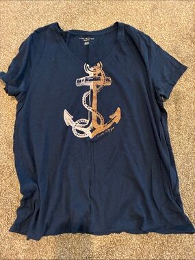 Tommy Hilfiger Navy Tee with Metallic Gold Accent